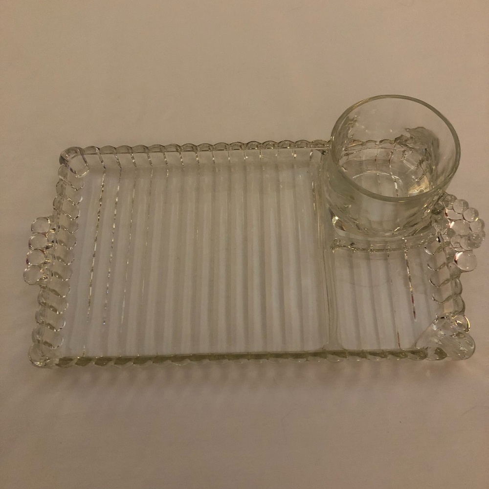 Vintage Clear Glass Luncheon Plates with Matching Cups GORGEOUS!